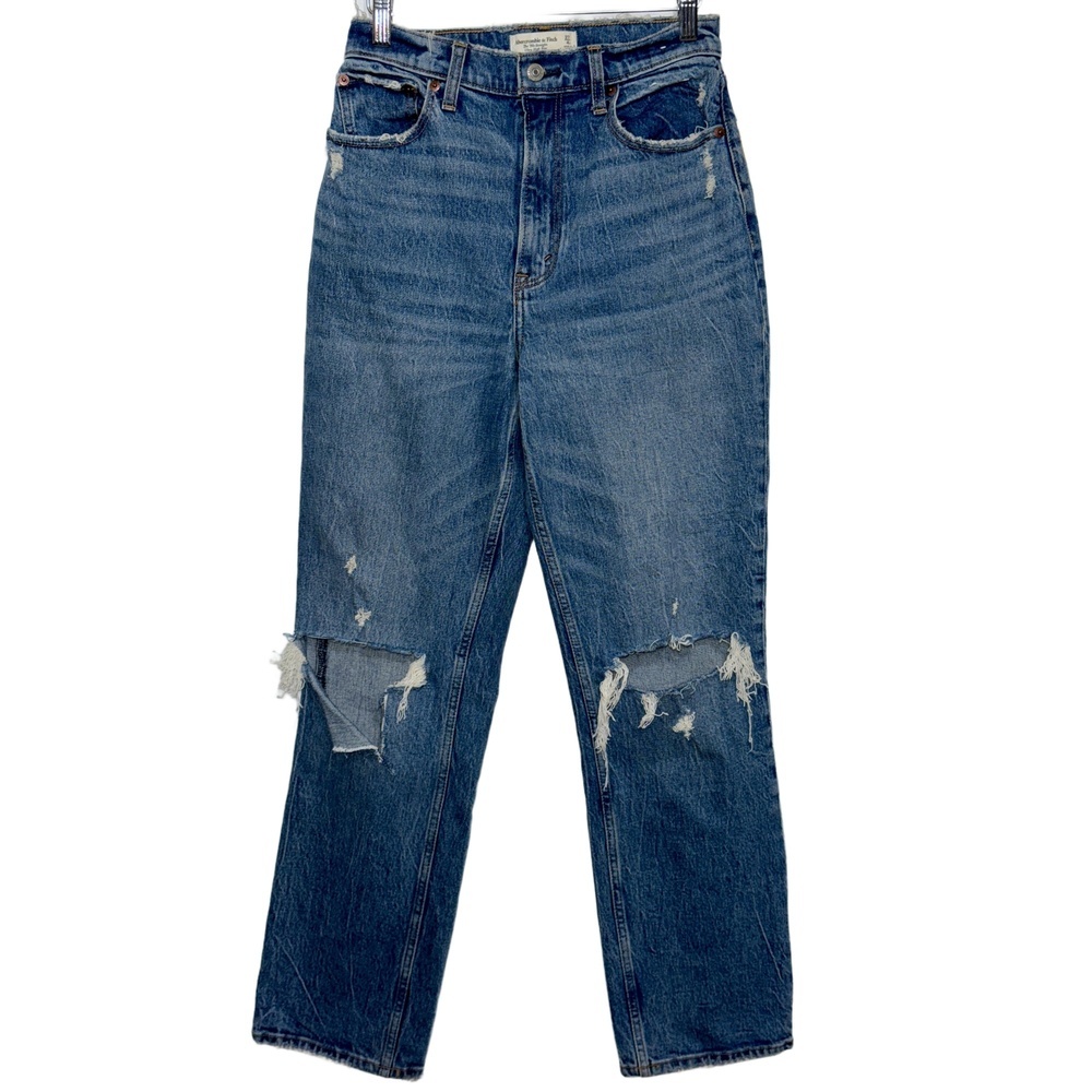Abercrombie & Fitch Curve Love 90s Straight Ultra High Rise Blue Jeans Size 27 4